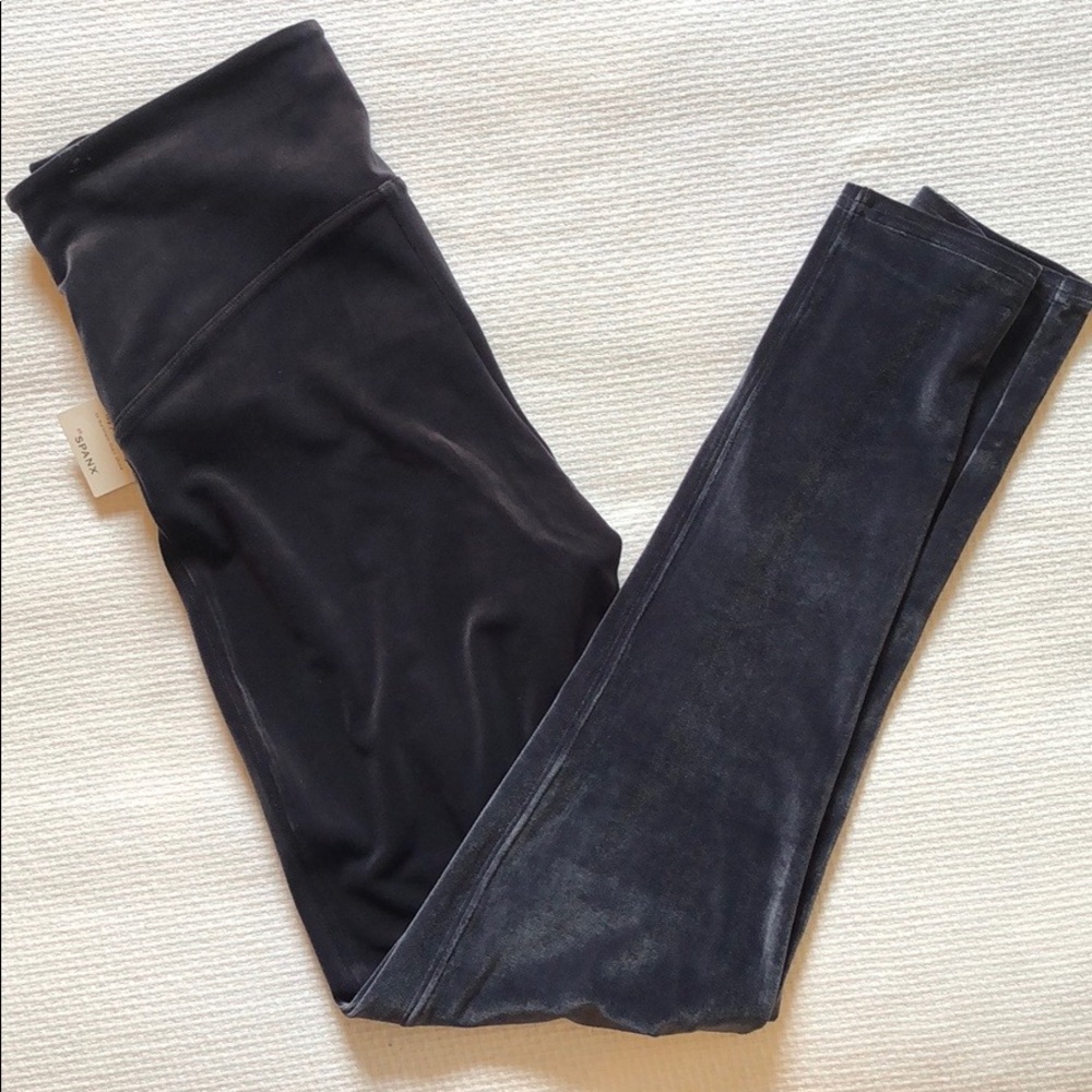 SPANX Moonshadow (blue-gray) Velvet Leggings L